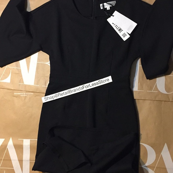 STYLEWE KE-YING-YI Stretch Black Ruffle Sleeves Pencil Midi Dress - Picture 6 of 11